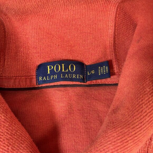Polo Ralph Lauren Mens L Orange Cowl Neck Shawl Collar Sweater Sweatshirt Pony - Picture 3 of 9